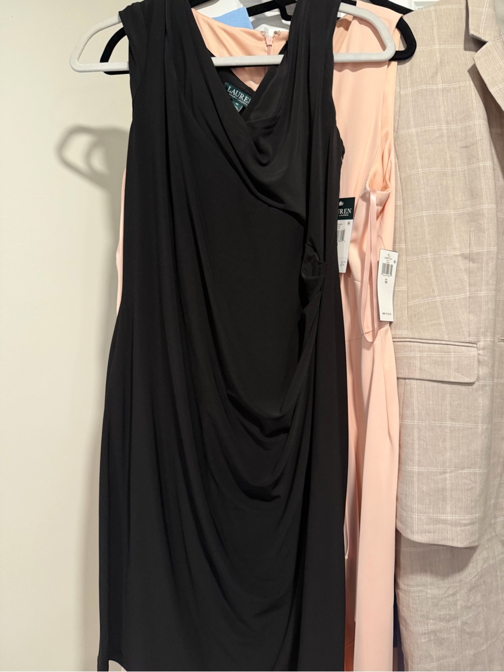 Ralph Lauren Black Draped Cowl Midi Dress